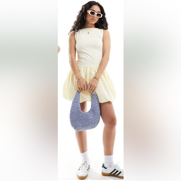 ASOS Bubble Hem Yellow Dress - Picture 3 of 9